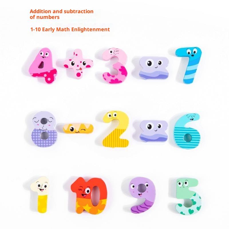 Montessori Logarithmic Board Magnetic Fishing Game Wooden Kids Digital Cognition Toy for Toddlers Sensory Training Use