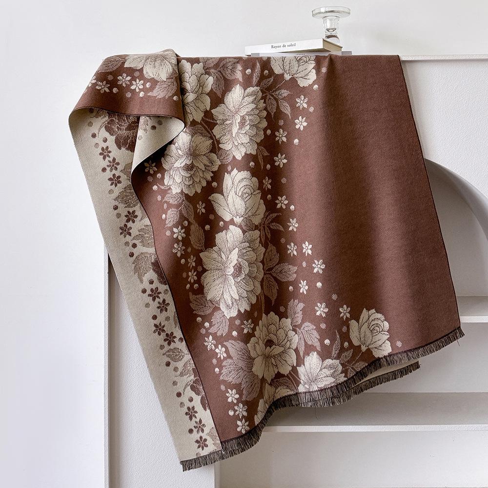 Luxury Butterfly Print Faux Cashmere Scarf: Warm, Stylish Color-Block Shawl for Women, Perfect Winter Neck Warmer