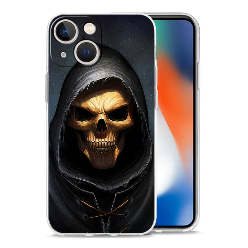 Phone Case For iPhone 17 Cases iPhone Air 16 15 12 13 14 Pro Max 7 8 Plus 16Pro iPhone11 Cover Grim Reaper Skull Skeleton