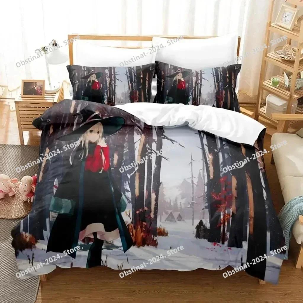Wandering Witch Journey Of Elaina Bedding Set Printed single Comforter Quilt Bed Cover Pillow Case 3 Pieces Sets Kids Adult Size