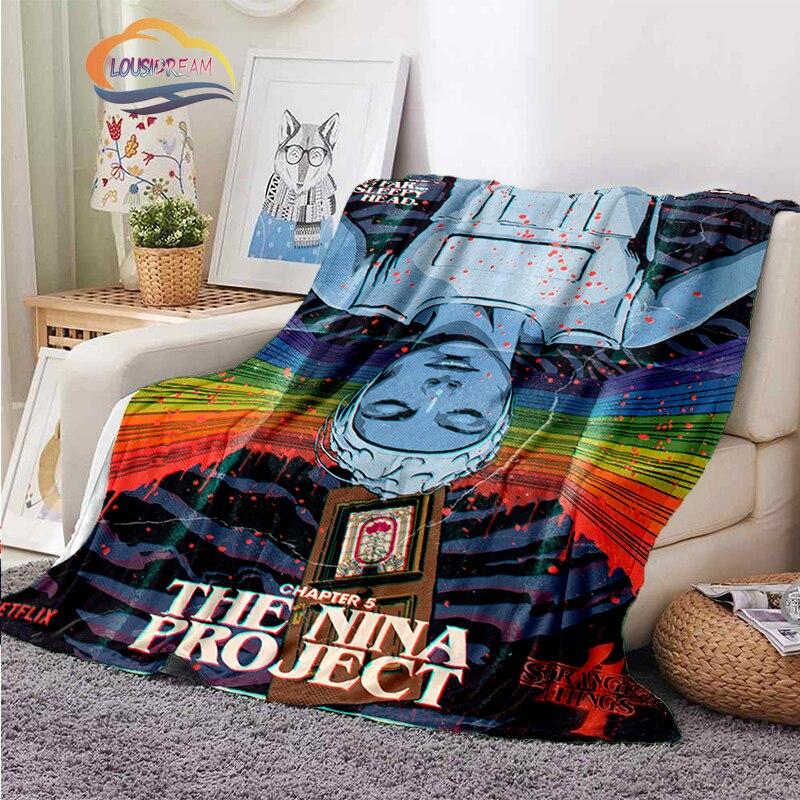 Horror Series Stranger Things Series Flannel Blanket Bedroom Sofa Bed Four Seasons Soft Blanket Travel Light Comfortable Blanket