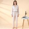 Japanese pure cotton couple pajamas spring, autumn and summer unprinted men's and women's gauze long-sleeved trousers loungewear set