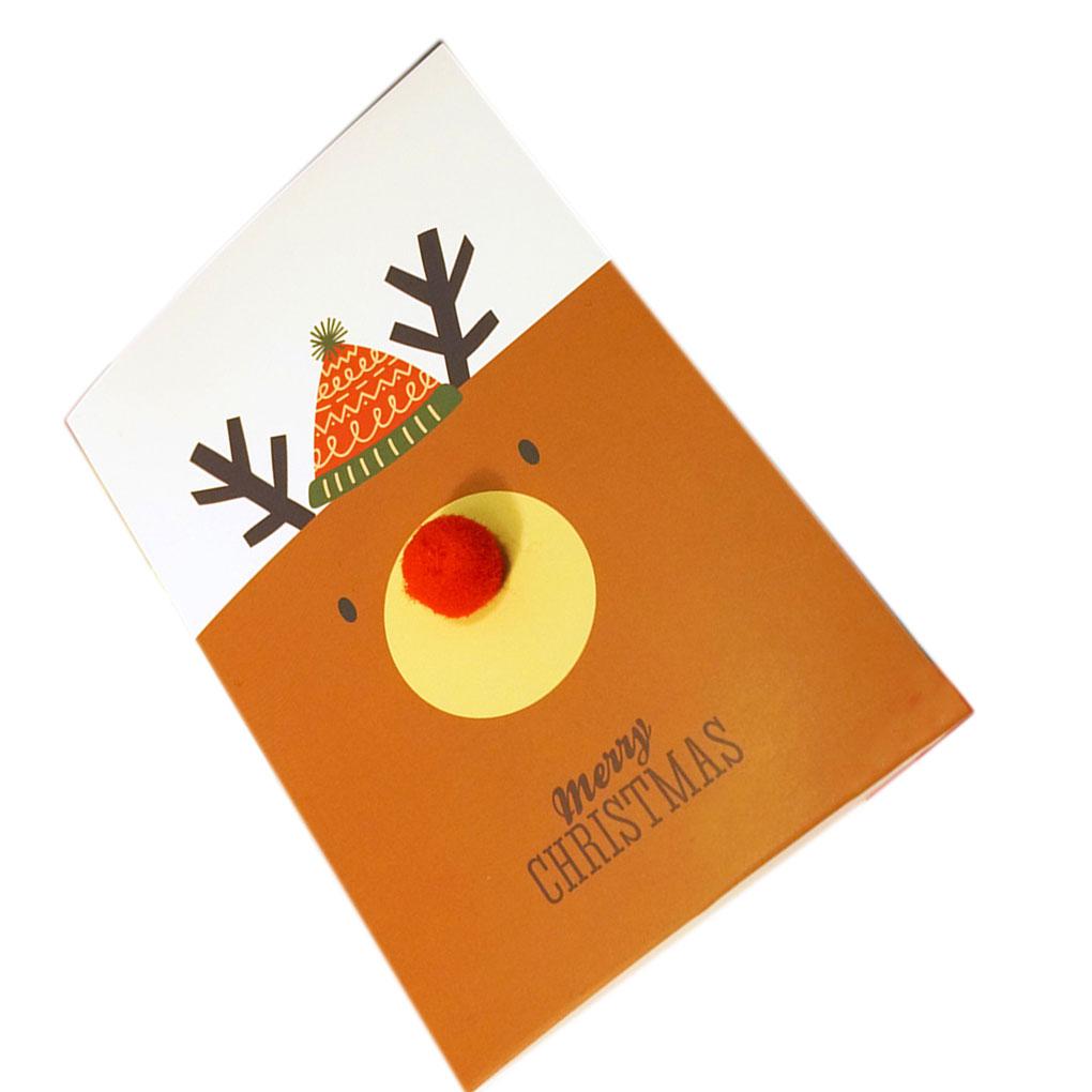 Unique Merry Xmas 3D Cartoon Animal Card Happy New Year Christmas Card Postcard Holiday Children Gift Cards