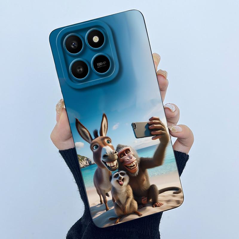 Case For Honor X7d Cute Panda Sweet Girls Cats Liquid Silicone Soft Back Cover For Honor 400 Smart 5G Bumper Protective Casing