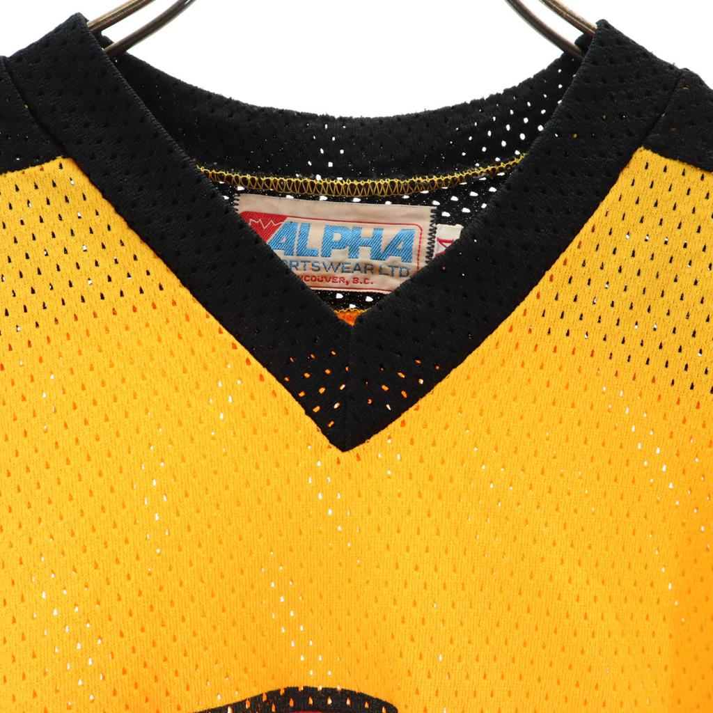 ALPHA 80s 90s Old Long sleeve Mesh Uniform shirt M yellow Ice hockey Men's Used