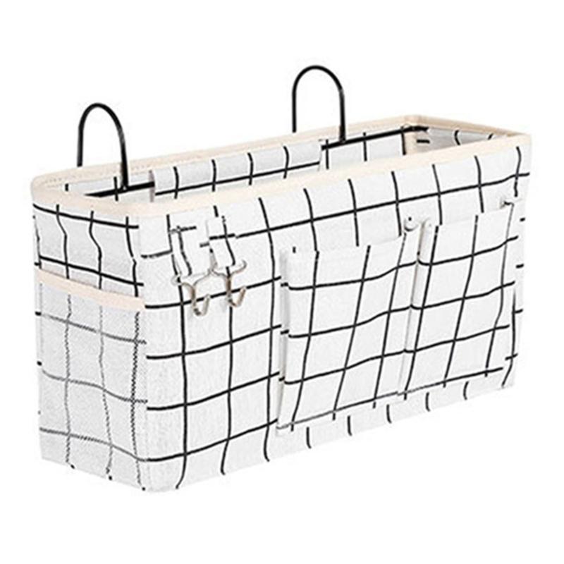 Стильная хлопково-льняная прикроватная сумка для хранения, держатель для пульта дистанционного управления, удобный подвесной органайзер для общежитий, бортиков кровати