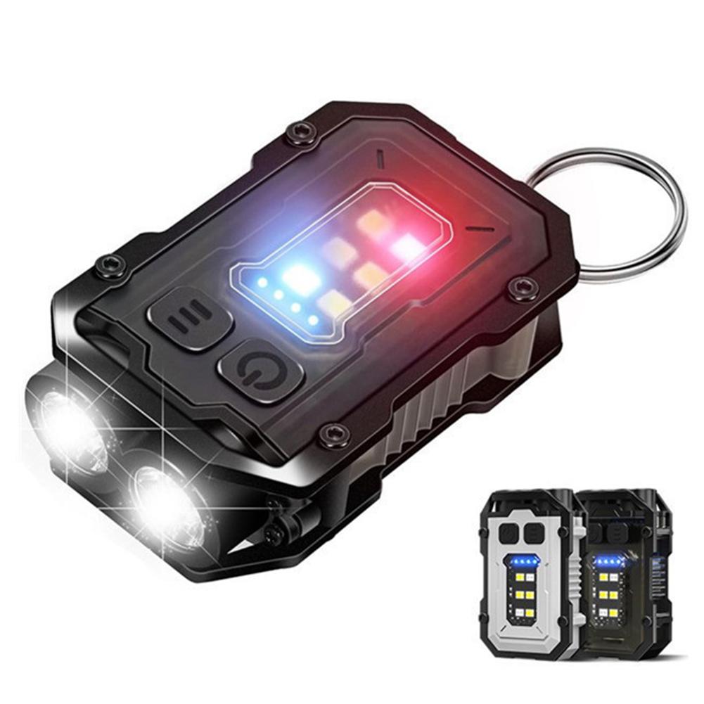 High Bright Mini Keychain Flashlight Powerful Cap Clip Light USB Rechargeable Power Display LED Work Light for Emergency Camping