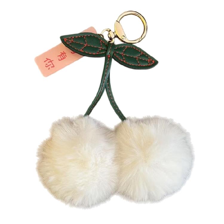 Plush Cherry Key Ring Purse Decoration Everyday Use Fruit Shape Keychain Fashionable Women Handbag Accessory