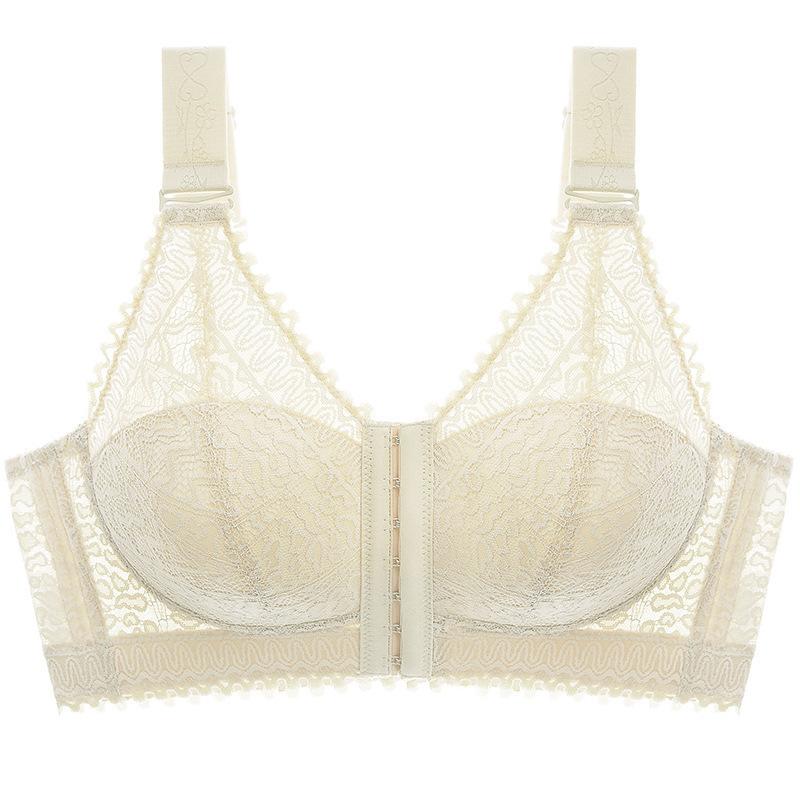 

fashion Beautiful back underwear Thin gathered anti-sagging adjusted front buckle bra Women s large size bra 52/120D шампанського