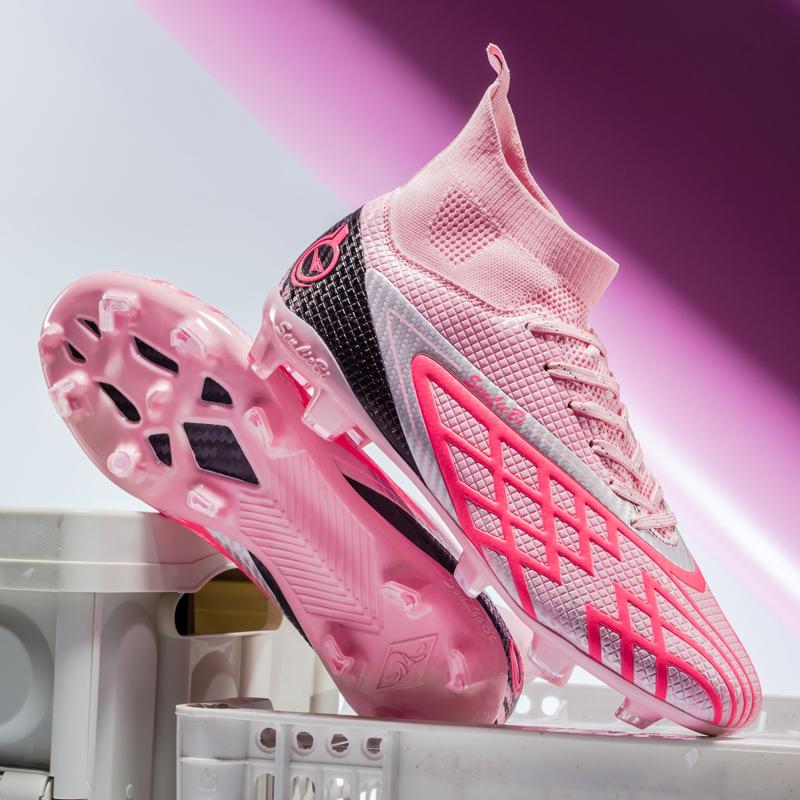 Zapatos de Fútbol para Hombre Talla Grande Zapatos de Fútbol para Niños Top Alto Clavo Largo Exterior Antideslizante Botas de Fútbol