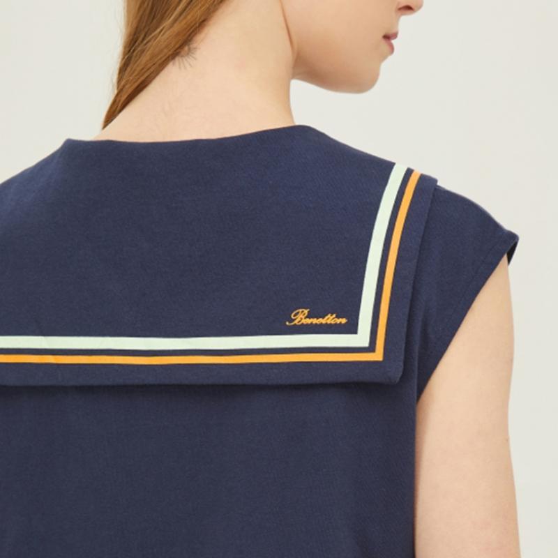 BeneTTon BeneTTon Tricou fără mâneci cu guler de marinar baTsf3241 Ny
