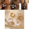 European American Style White Flower Earrings Fashionable Resin And Alloy