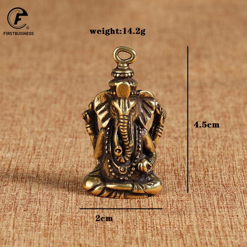 Copper Cute Animal Elephant Statue Buddha statue Keychains Desktop Decoration Ornaments Metal Brass Crafts Figurines Miniatures