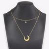 Nidin Hot Sale Trendy Simple Gold Plated 8 Styles Moon And Star Double Layers Chain Pendant Necklace for Women Statement Jewelry