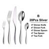 6/16/20/24Pcs Sliver Tableware Stainless Steel 304 Cutlery Set Western Knife Fork Spoon Mirror Dinner Set  Elegant Flatware