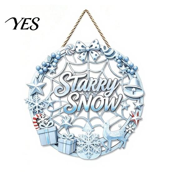 Poplar Wood Decor Christmas Door Sign, Double Sided Hanging Wooden Plaque for Front Door, Winter Holiday Party Supplies Rustic Wall Decoration Indoor