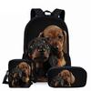 Trendy Popular Novelty Dog 3D Print 3pcs/Set Pupil School Bags Laptop Daypack Backpack Inclined Shoulder Bag Pencil Case