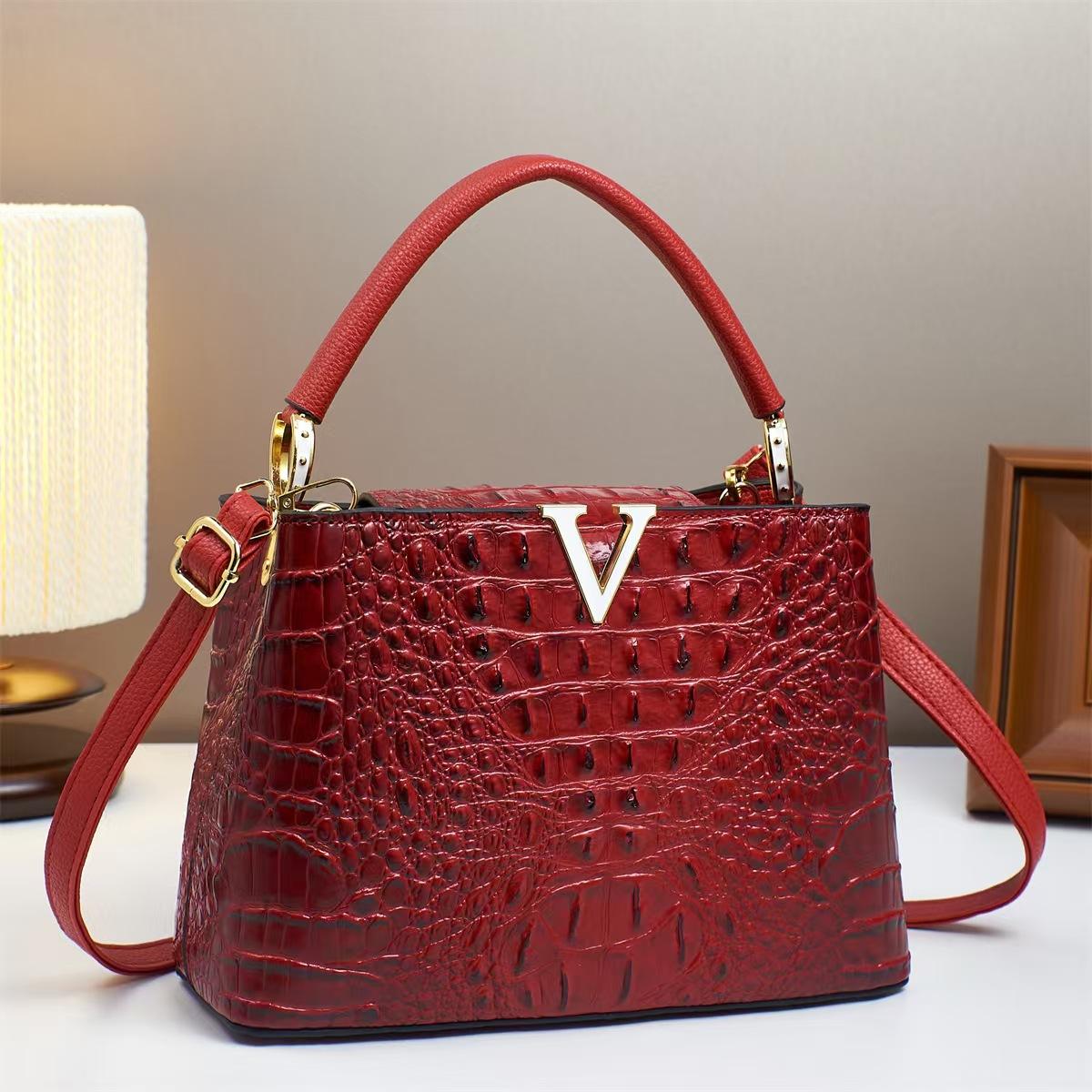 High-grade Texture Quality Crocodile Multi-layer Handbag Latest Niche Style All-in-one Crossbody Bag Casual Shoulder .