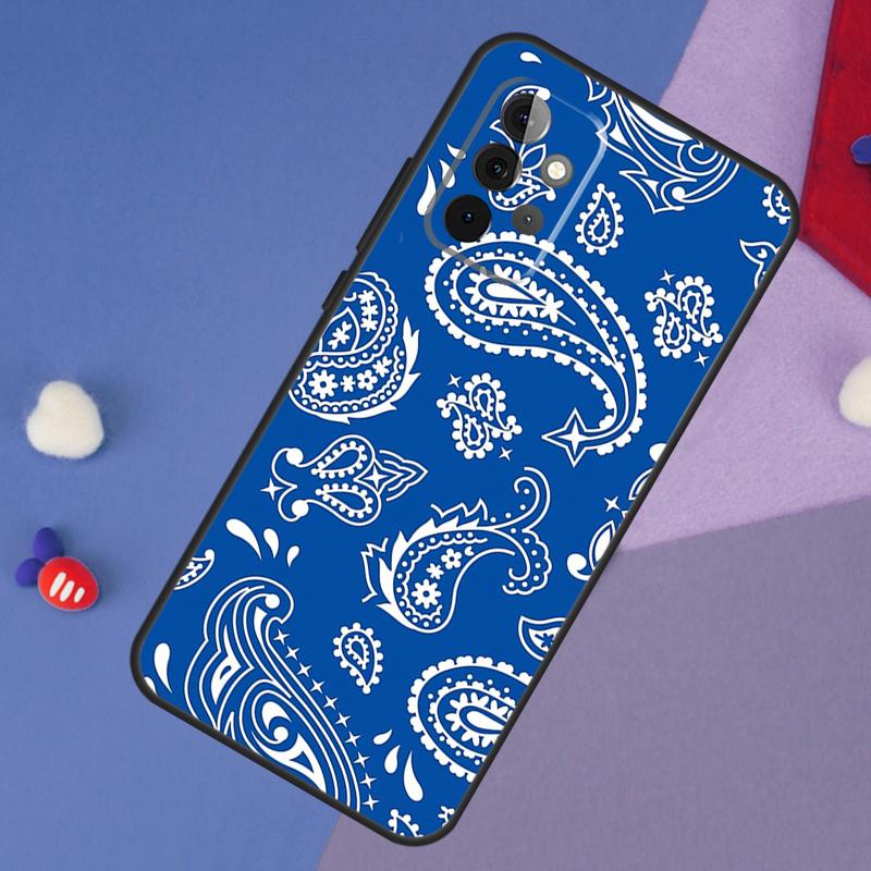 Blue Bandana Paisley Case For Samsung Galaxy A13 A16 A26 A36 A56 A06 A55 A35 A15 A54 A34 A14 A53 A12 A22 A32 A52