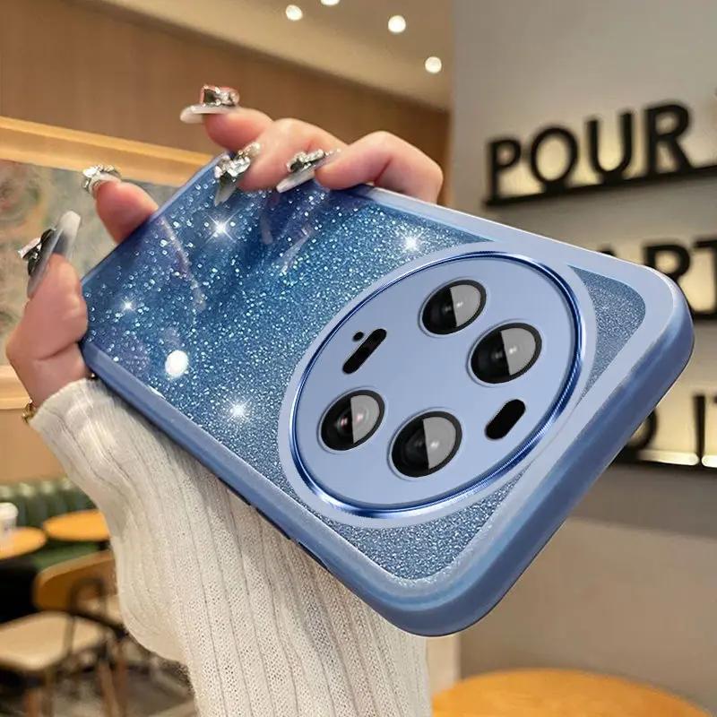 

Блестящий защитный чехол для объектива камеры с блестками для Xiaomi 15 Ultra, мягкий силиконовый чехол для телефона Xiaomi 14 Ultra 14T Pro For Xiaomi 14 Ultra синий