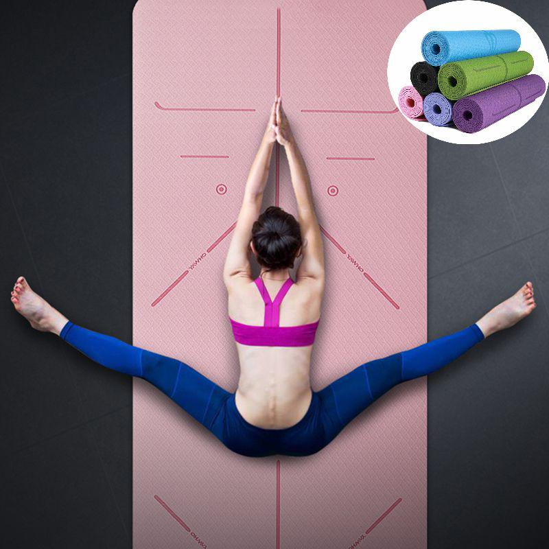 Mat 6mm Yoga Positie Lijn Antislip Tapijt Mat Beginner Milieu Fitness