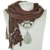 Tassel Polyester Scarf Women's Jewelry Scarf Full Diamond Water Drop Pendant Scarf