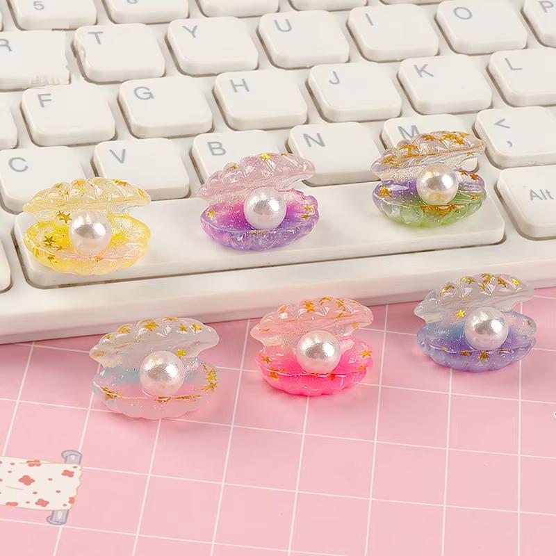 12Pcs Mini Figurines Glowing Sea Shells Toy Resin Seashell Micro Landscape Ornament Diy Cream Glue Fridge Stick Kids Gift