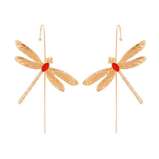 Dragonfly Ear Stud Animal-Inspired Jewelry with Red Green Faux Gem Accents Vintage Style Earrings Unique Gift for Women