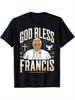 God Bless the Pope Christian Support Prayer Tshirt 100 Cotton Vintage Pattern Tshirt Religious Design Round Neck