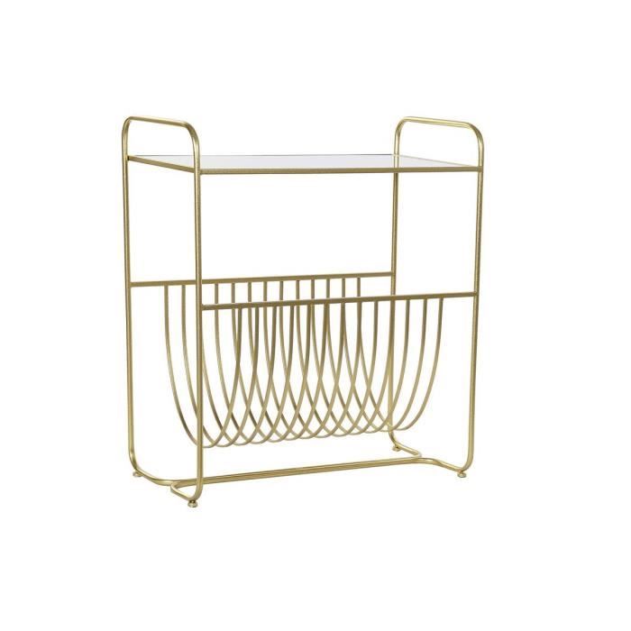 Porte-revues - Miroir Doré - Métal - 76x35x83 cm - Élégant - Pratique