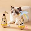 Wooden Self-Righting Tumbler Silent Interactive Self-Play Kitten Toy No Batteries Required for Bored Indoor Cats and Small Dogs