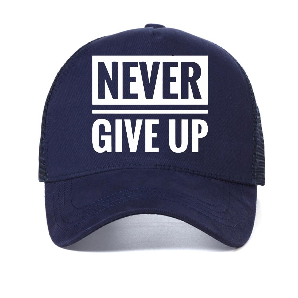 never give up Print Design baseball cap Men'S summer outdoor Adjustable Sports Caps fashion Breathable mesh Snapback hat
