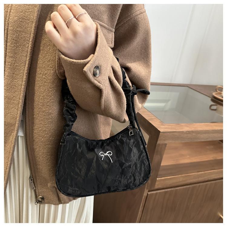 Korean Style Ruched High Aesthetic Armpit Bag for Women, Retro Single Shoulder Handbag, Personalized Handheld Purse
