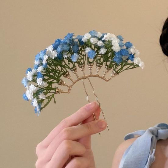 Damen Haarspange Stirnfransen Blumen Design Leicht zu Tragen Haarstab Brüchige Haare Fixierer Dekorativer Braut Haarstab Haar Styling Zubehör