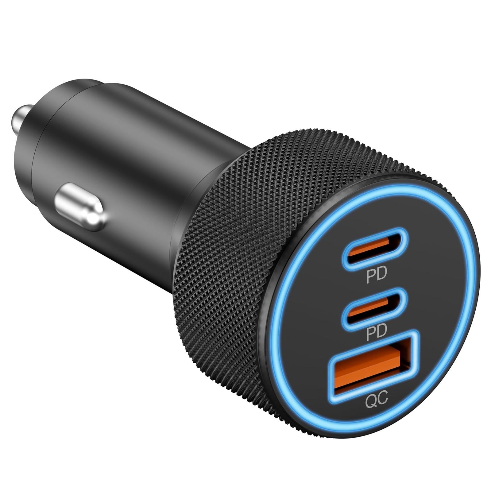 

Автомобильное зарядное устройство USB, 3-портовый 67 Вт USB-C и USB-A автомобильный адаптер питания PD/QC быстрая зарядка One Size