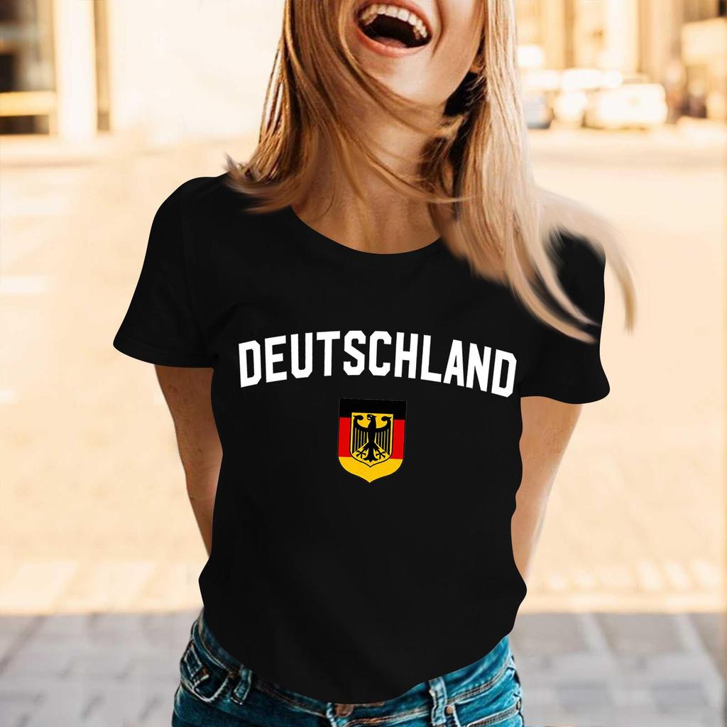 Women's Casual Pullover Short Sleeve T Shirt Crew Neck Letter Print Top Lightweight Comfortable Fit