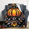 1pc Pumpkin Floral Blanket, Lightweight Flannel Throw Blanket for Sofa, Bed, Travel, Camping, Living Room, Office, Couch, Chair, and Bed
