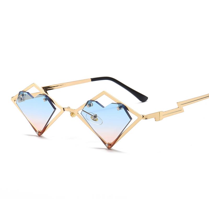 Metal Frames Heart Rimless Sunglasses Women Men Steampunk Luxury Brand Sun Glasses Female Gradient Hip Hop Eyewear UV400 Shades