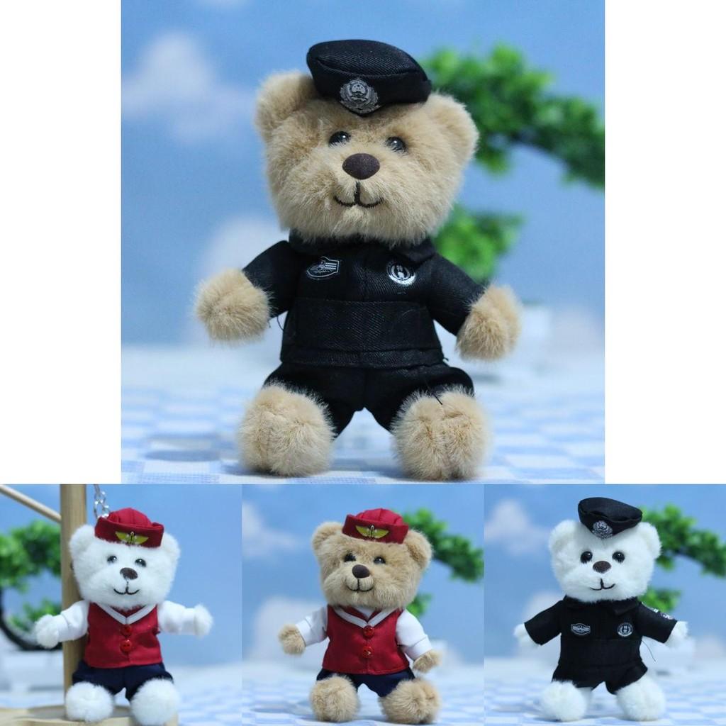 Plush Charming Teddy Bear Key Holder Cute Uniformed Bear Stuffed Animal Keychain