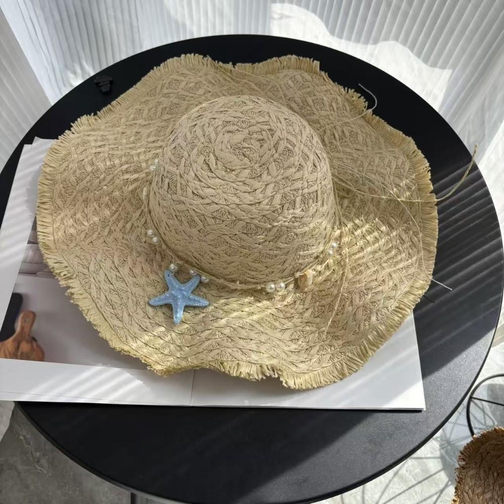 Hand Woven Raffia Straw Hat Wide Brim Wide Brim Sun Hat New Beach Sun Hat Beach A