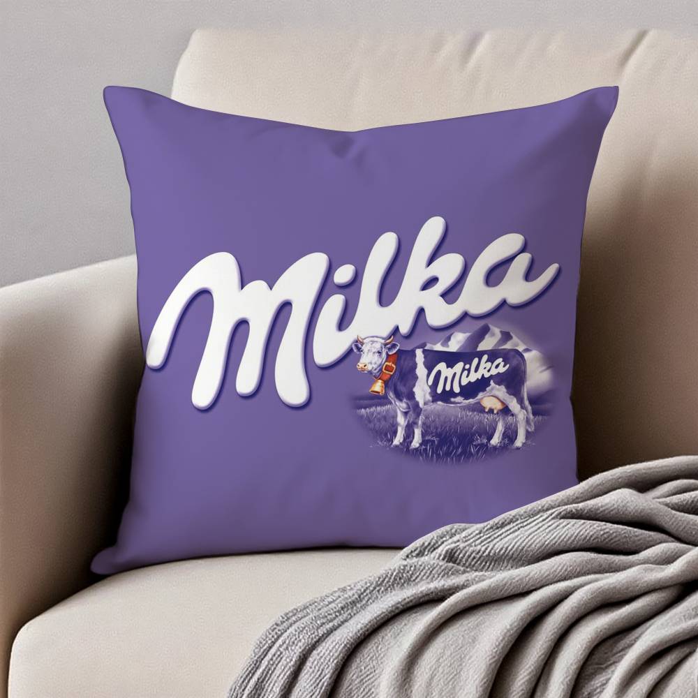 

Funny Milka Purple Pillow Case Anti-dustmite Invisible zipper Sofa Bed 12x12Inch