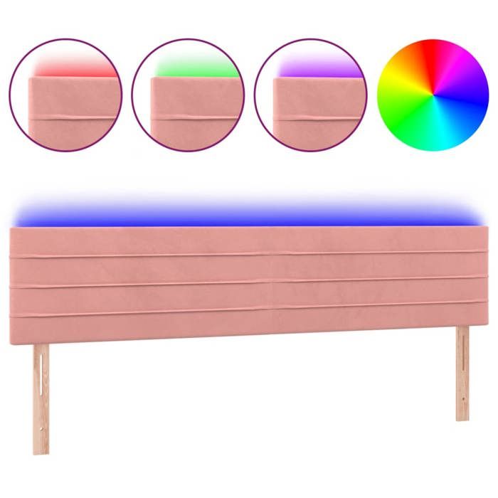 VidaXL Tête de Lit à LED Meuble de Chambre à Coucher Accessoire de Lit Double Tête de Cadre de Lit Intérieur Rose 3121811