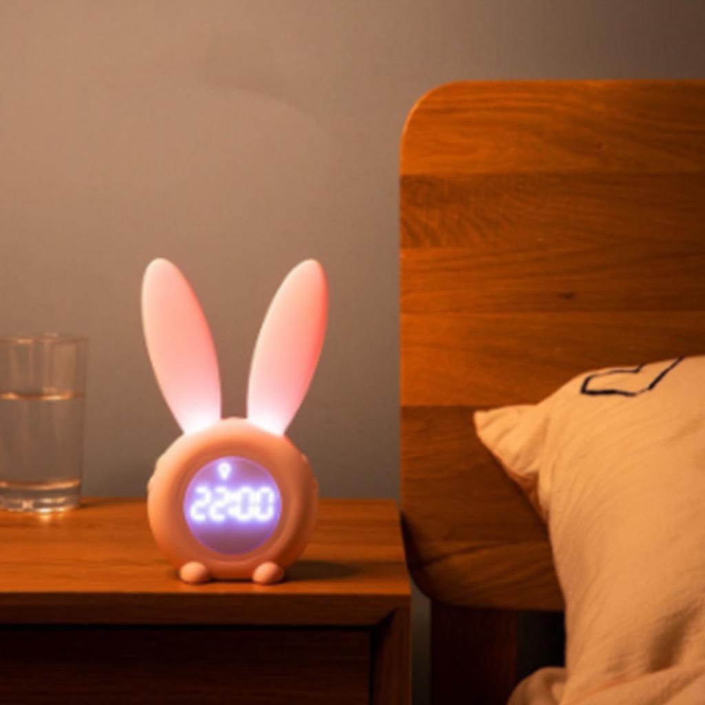 Digitaler Wecker Niedliche Häschenform LED-Nachtlicht Leuchtende Digitaluhr für Kinder Schlafzimmerdeko