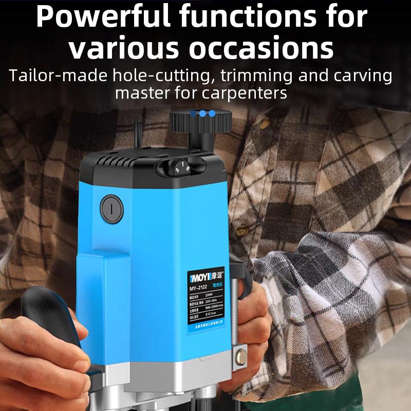 2200W Electric Wood Router Variable Speed Woodworking Trimmer Multifunctional Plunge Router for Wood Carving Slotting Home DIY