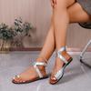 Fashion Plus Size 36-43 Summer New European and American Style Fashion Glossy Flat Casual Toe Sandals Slippers Women