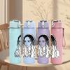 1PC Sketch Curly Hair Lady 750ml Color Plastic Sports Water Bottle Leakproof Flip Straw Lid Suitable for Sports Office Home Use