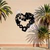 Vintage Black Metal Heart Wall Art with Leaf Design Hanging Ornament Indoor Outdoor Home Decor Gift