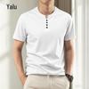 Yalu Men's V-Neck Business Casual Short Sleeve T-Shirt