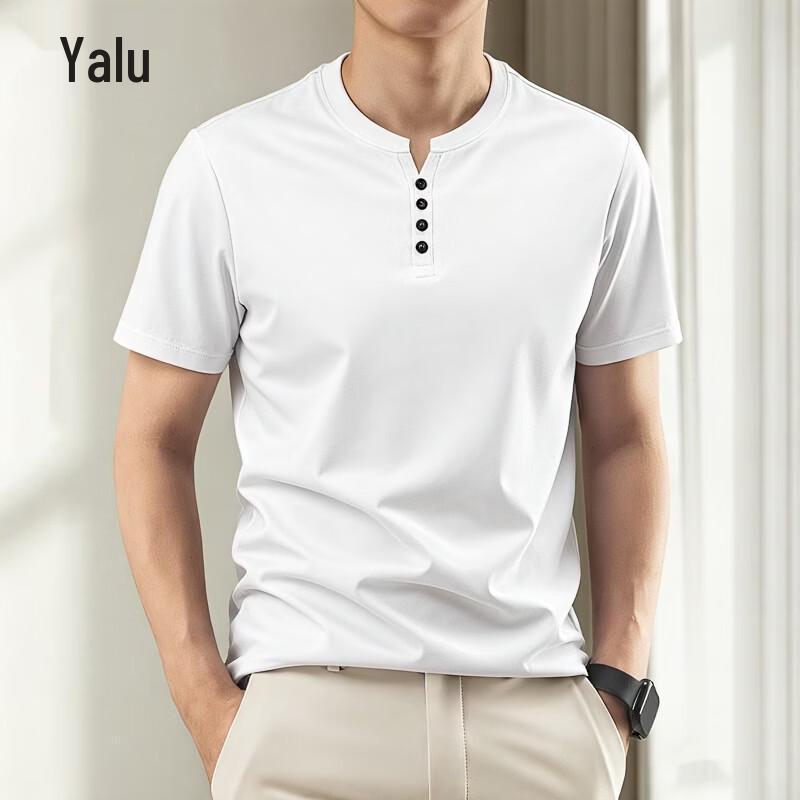 Yalu Men's V-Neck Business Casual Short Sleeve T-Shirt