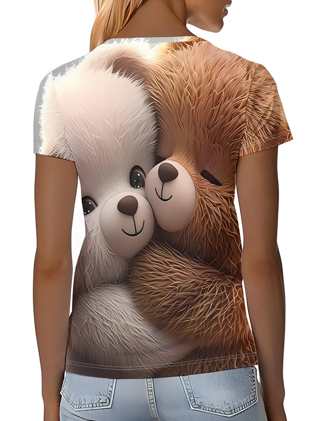 

Women S Short Sleeve T-Shirt. Printed with Two Hugging Cute Plush Bears. This Is a Perfect Gift 3XL дубильная кора